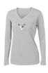 Ravens Half and Half Sport-Tek® Ladies Long Sleeve PosiCharge® Competitor™ V-Neck Tee - RLA