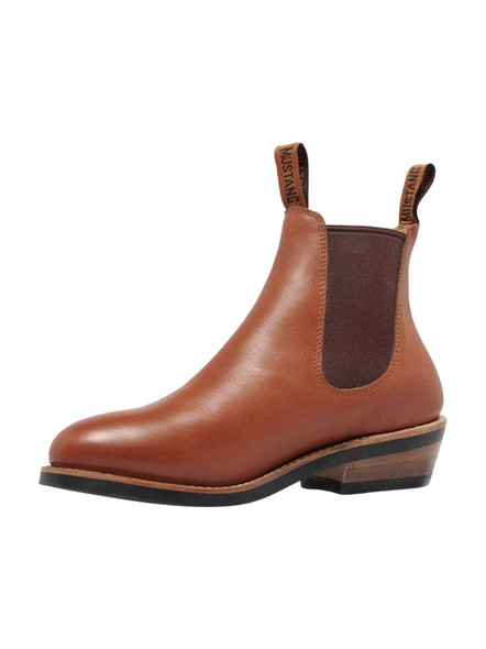 Women's Mustang Signature Pull-up Leather Boot - Tan- Y61066