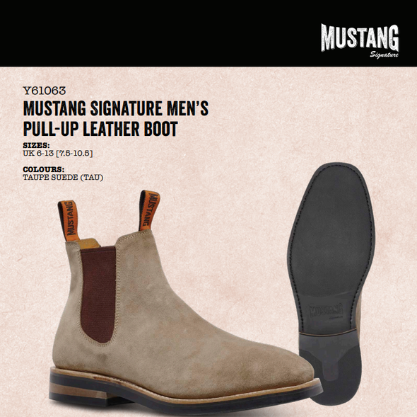 Mustang Signature Pull-up Leather Boot - Taupe Suede - Y61063