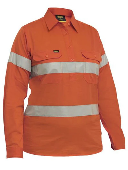Bisley BLC6897T Womens Taped Hi Vis Cool Lightweight Closed Front Shirt Bisley BLC6897T Womens Taped Hi Vis Cool Lightweight Closed Front Shirt