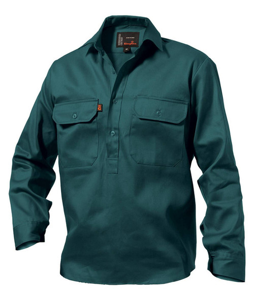 KingGee Mens Closed Front Drill Shirt Long Sleeve - K04020 - KingGee sold by Kings Workwear www.kingworkwear.com.au