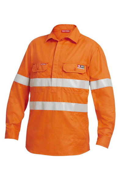 KingGee Shieldtec FR Full Hi-Visibility Closed Front Long Sleeve Shirt With FR Tape - Y04150 - KingGee sold by Kings Workwear www.kingworkwear.com.au