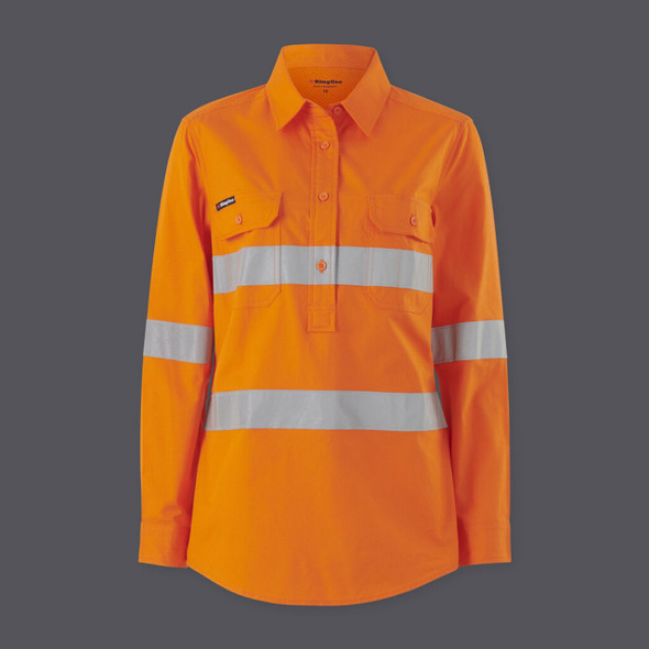 KingGee Womens Workcool Vented Closed Front Shirt Taped Long Sleeve - K44228