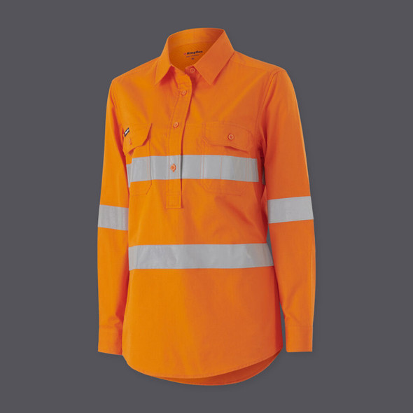 KingGee Womens Workcool Vented Closed Front Shirt Taped Long Sleeve - K44228