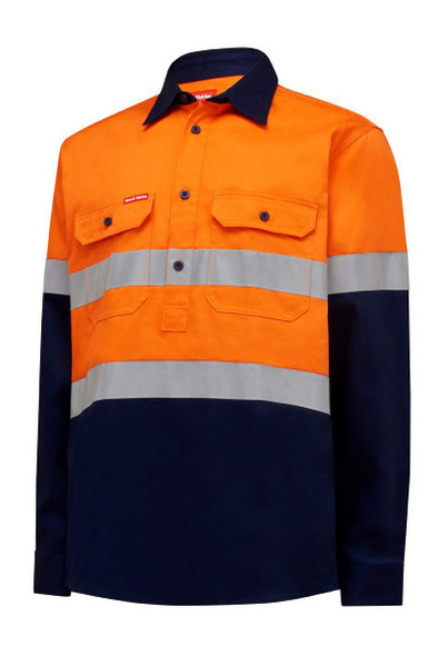Hard Yakka Hi Vis L/Slv H/Weight Closed Front 2 Tone Cotton Drill Shirt W/Tape - Y04615 - Hard Yakka sold by Kings Workwear www.kingworkwear.com.au Hard Yakka Hi Vis L/Slv H/Weight Closed Front 2 Tone Cotton Drill Shirt W/Tape - Y04615 - Hard Yakka sold by Kings Workwear www.kingworkwear.com.au