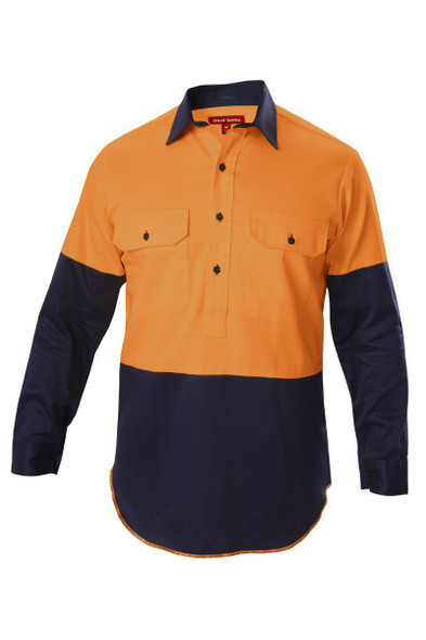 Hard Yakka Foundations Hi-Visibility Two Tone Closed Front Long Sleeve Cotton Drill Shirt With Gusset - Y07984 - Hard Yakka sold by Kings Workwear www.kingworkwear.com.au Hard Yakka Foundations Hi-Visibility Two Tone Closed Front Long Sleeve Cotton Drill Shirt With Gusset - Y07984 - Hard Yakka sold by Kings Workwear www.kingworkwear.com.au