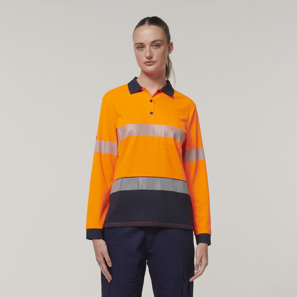 Hard Yakka Womens Long Sleeve Hi Vis Taped Polo - Y08604