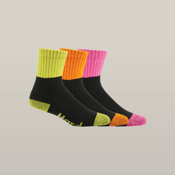 Hard Yakka Women's Core Hi Vis Work Crew Sock - 3 Pack Y20013