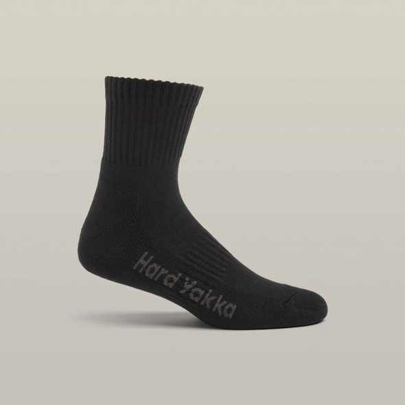 Hard Yakka Core Cotton Rich Padded Quarter Crew Sock - 5 Pack Y20012