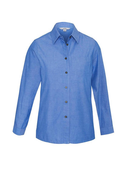 LB6201 - Ladies Wrinkle Free Chambray Long Sleeve Shirt  - Biz Collection sold by Kings Workwear  www.kingsworkwear.com.au