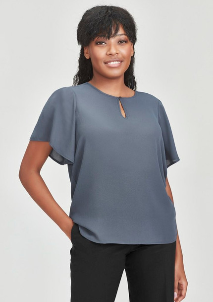 Front View of Womens Vienna Short Sleeve Blouse      sold by Kings Workwear www.kingsworkwear.com.au
