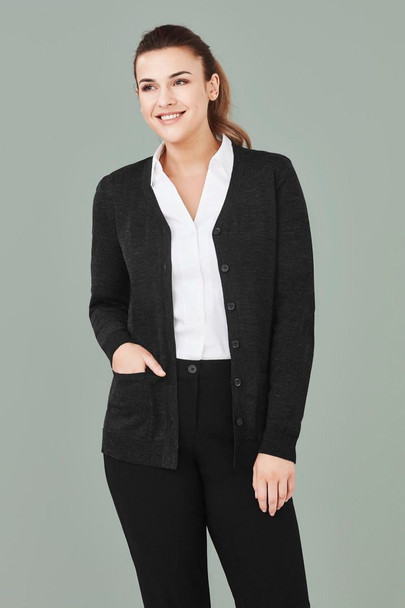 CK045LC - Womens Button Front Cardigan - Biz Care  sold by Kings Workwear  www.kingsworkwear.com.au