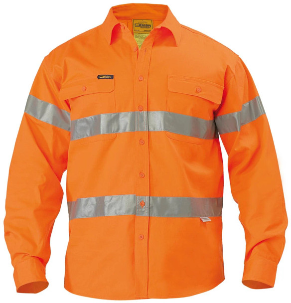 Bisley BT6482 HiVis 3M Reflective Tape Mens Drill L/S Shirt