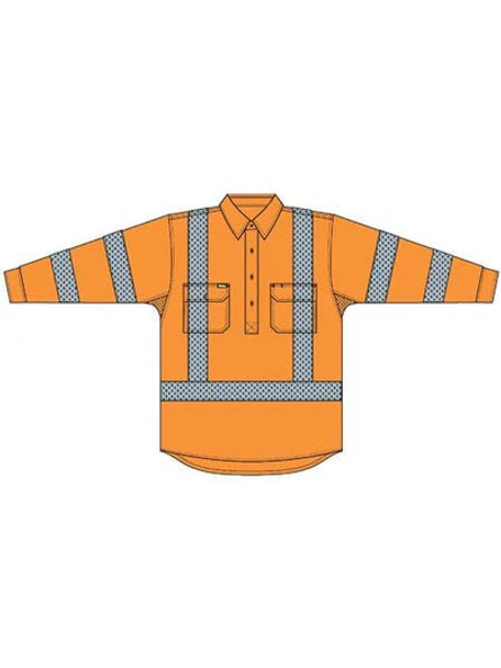 Bisley BSC6166XT X Taped Closed Front Hi Vis Cool Lightweight Drill Shirt Bisley BSC6166XT X Taped Closed Front Hi Vis Cool Lightweight Drill Shirt