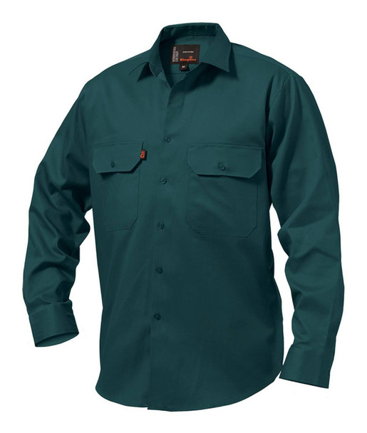 KingGee Mens Open Front Drill Shirt Long Sleeve - K04010 - KingGee sold by Kings Workwear www.kingworkwear.com.au