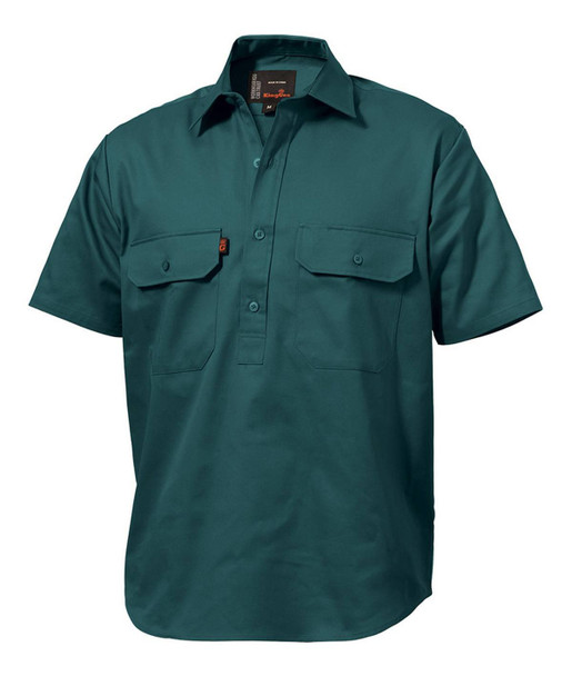 KingGee Mens Closed Front Drill Shirt Short Sleeve - K04060 - KingGee sold by Kings Workwear www.kingworkwear.com.au
