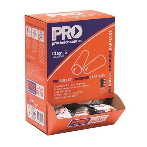 PRO CHOICE EPOU PROBULLET DISPOSABLE UNCORDED EARPLUGS BOX OF 200 sold by Kings Workwear at www.kingsworkwear.com.au