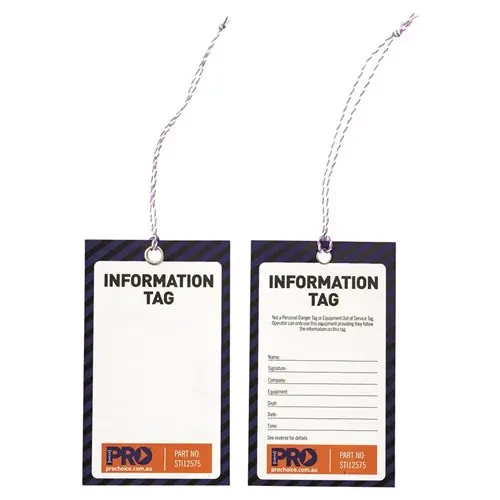 Pro Choice STI12575 Safety Tag 125mm X 75mm Information (Blank)  100 Pack sold by Kings Workwear at www.kingsworkwear.com.au