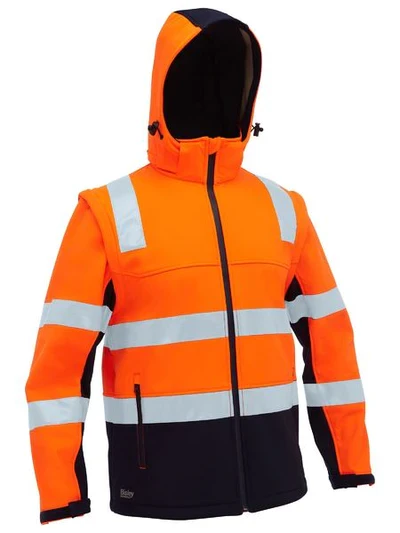BJ6078T - Taped Two Tone Hi Vis 3 in 1 Soft Shell Jacket - Bisley
