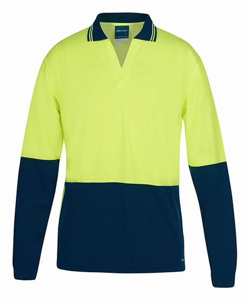Jb's Hi Vis L/S Non Button Polo - 6HNBL