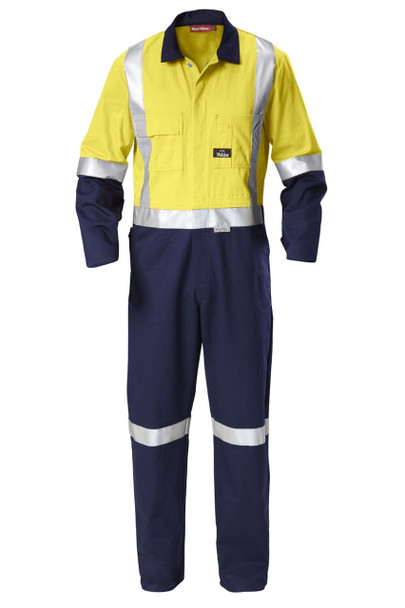 Hard Yakka Foundations Hi-Visibility Two Tone Cotton Drill Coverall With Tape - Y00262