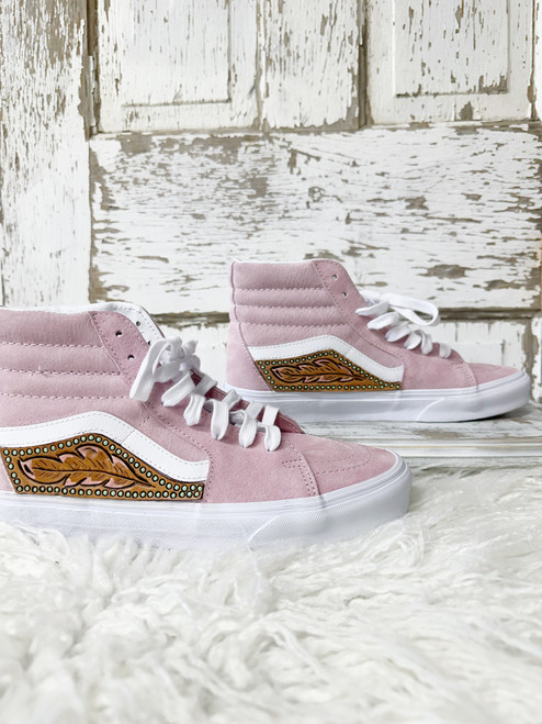 Pink Vans with Leather Accents Pink Vans with Leather Accents