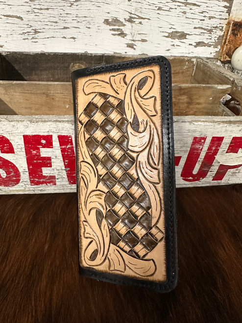 Tooled Basket Weave Roper Wallet Tooled Basket Weave Roper Wallet