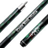 Action Eight Ball Mafia Pool Cue - EBM27 - Detail of Leprechaun Skull Design and Green Irish Argyle Pattern