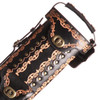 Instroke Saddle Black Hand Painted D01 Pool Cue Case - 3x7 - Top Detail