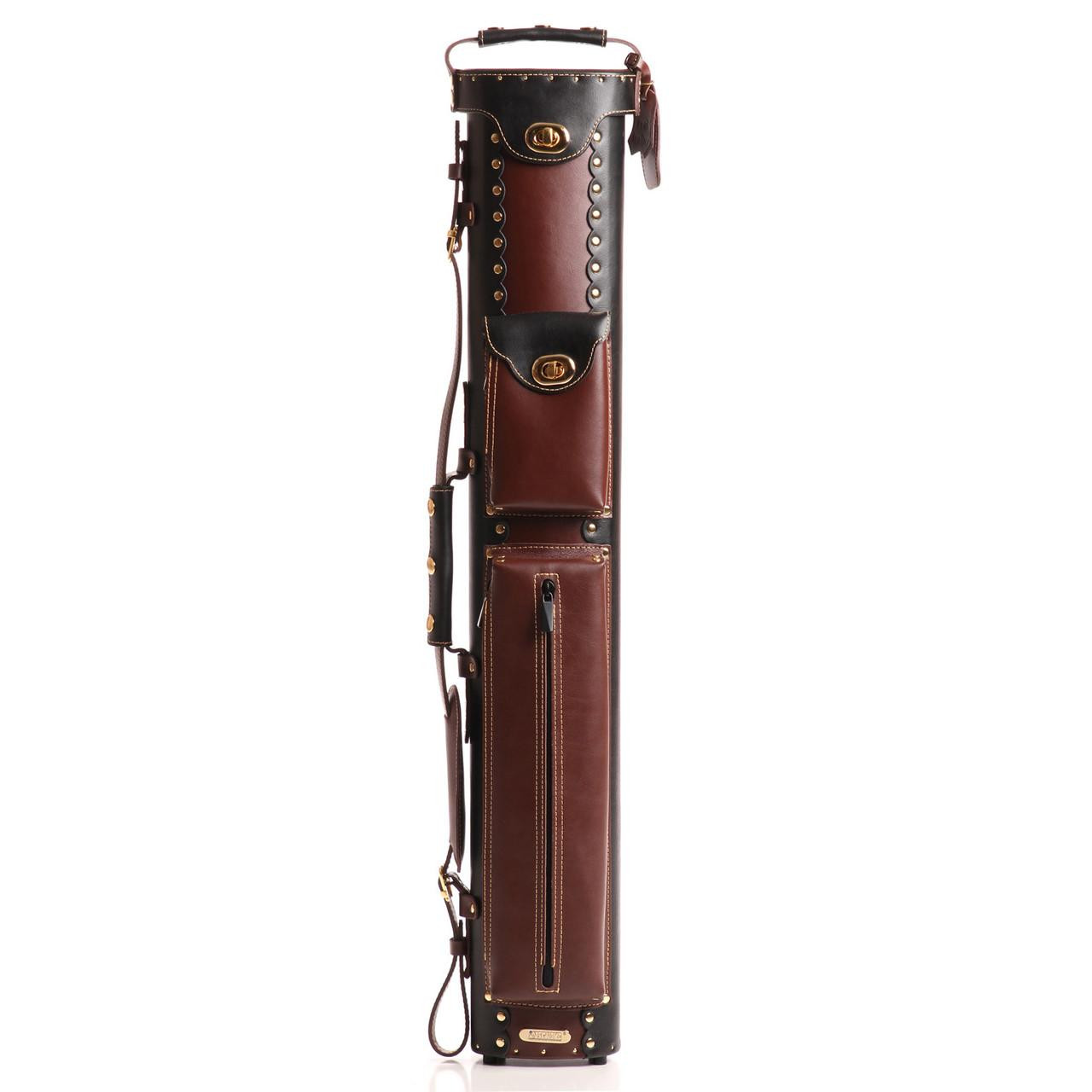 Instroke Leather Cowboy Black/Brown Pool Cue Case - 2x3 - FCI