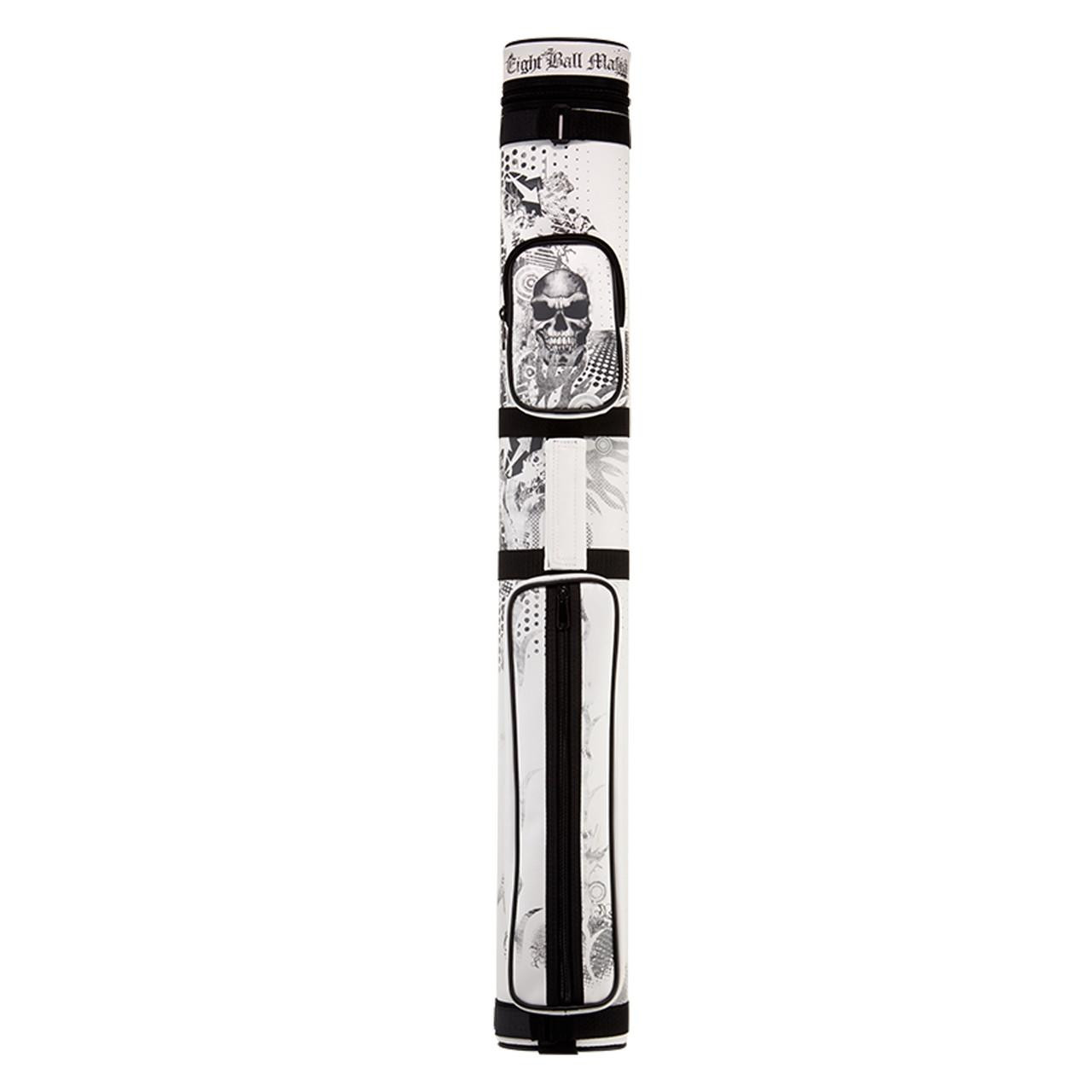 Eight Ball Mafia White Skull and Flames Pool Cue Case - 2x2 - FCI