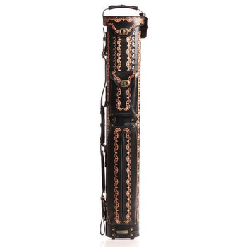Instroke Saddle Black Hand Painted D01 Pool Cue Case - 3x5 - Front Instroke Saddle Black Hand Painted D01 Pool Cue Case - 3x5 - Front