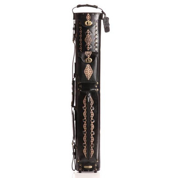 Instroke Saddle Black Hand Painted D03 Pool Cue Case - 3x5 - Front Instroke Saddle Black Hand Painted D03 Pool Cue Case - 3x5 - Front