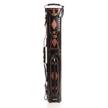 Instroke 3x7 Saddle Black Hand Painted D04 Pool Cue Case - Front Instroke 3x7 Saddle Black Hand Painted D04 Pool Cue Case - Front