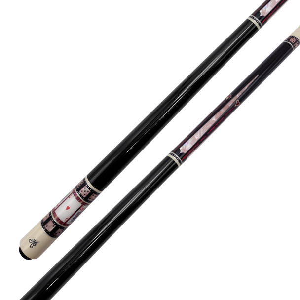 Meucci BMC Casino 9 Pool Cue - Black With Hearts - Detail