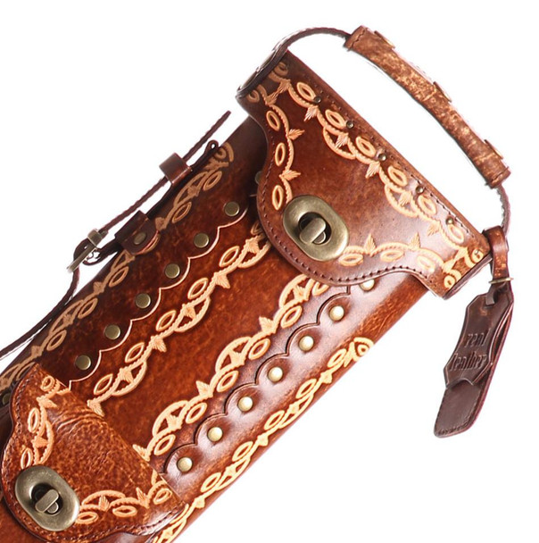 Instroke Saddle Pool Cue Case | Dark Brown/Handpainted/D01 | 2x4 - Top