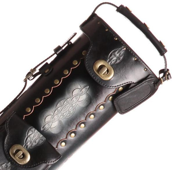 Instroke Saddle Black Airbrushed D03 Pool Cue Case - 2x4 - Detail