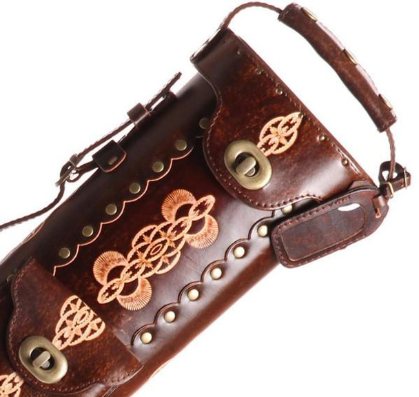 Instroke Saddle Brown Hand Painted D03 Pool Cue Case - 2x4 - Detail