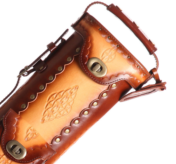 Instroke Saddle Pool Cue Case | Dark Brown/Airbrush/D04 | 2x4 - Top