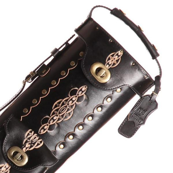 Instroke Saddle Black Hand Painted D03 Pool Cue Case - 3x5 - Detail