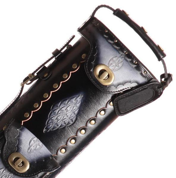 Instroke Saddle Black Airbrushed D04 Pool Cue Case - 3x5 - Detail