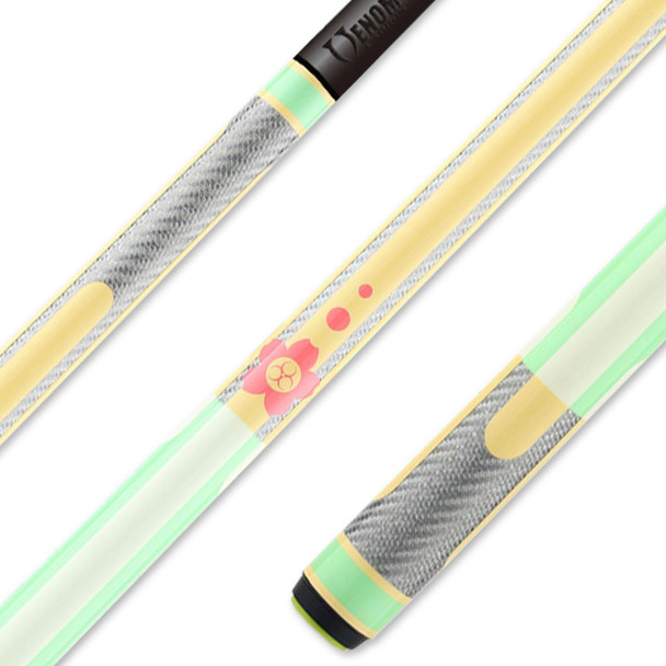 Poison Candy Pool Cue with Carbon Fiber Shaft - Green/Peach - Detail