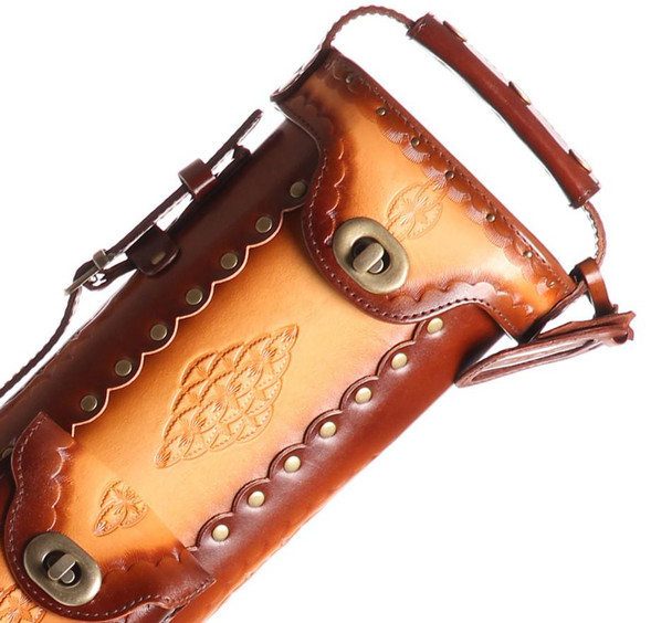 Instroke Saddle Pool Cue Case | Dark Brown/Airbrush/D04 | 3x5 - Top