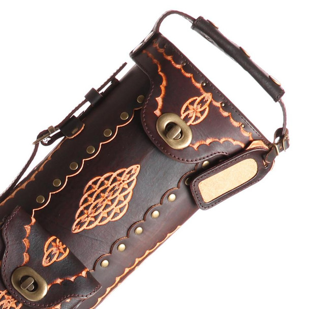 Instroke Saddle Pool Cue Case | Dark Brown/Handpainted/D04 | 3x5 - Top