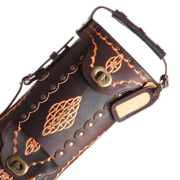 Instroke Saddle Brown Hand Painted D04 Pool Cue Case - 3x5 - Detail