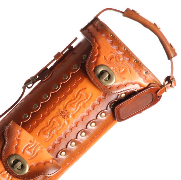 Instroke Saddle Pool Cue Case | Dark Brown/Airbrush/D06 | 3x5 - Top