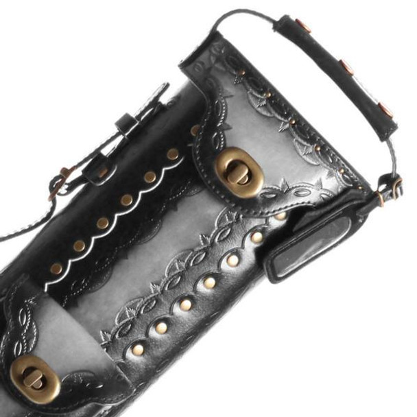 Instroke Saddle Black Airbrushed D01 Pool Cue Case - 3x7 - Detail