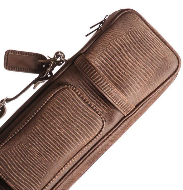 Instroke Soft Brown Lizard Pool Cue Case - 4x8 - Top Detail Instroke Soft Brown Lizard Pool Cue Case - 4x8 - Top Detail