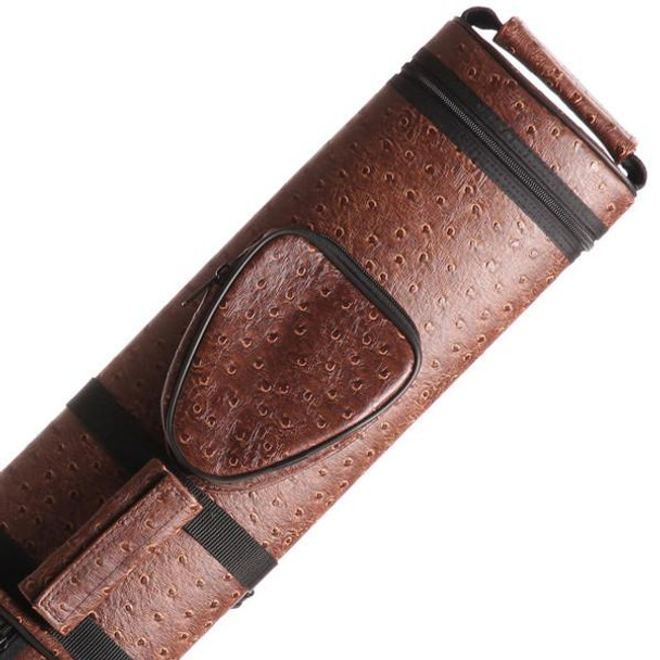Apex Pool Cue Case 3x5 - Brown Ostrich - Detail Apex Pool Cue Case 3x5 - Brown Ostrich - Detail