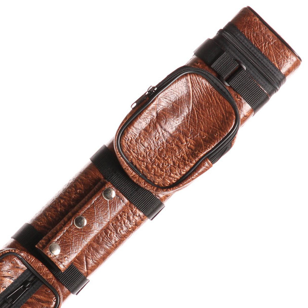 Apex Pool Cue Case 3x6 - Brown Ostrich - Detail